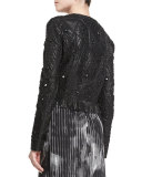 Gavin Embroidered Leather Jacket, Black