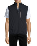 Water-Repellant Microfiber Twill Vest, Navy Blue