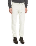 Straight-Leg Denim Jeans, Milk
