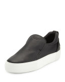 40mm Men's Leather Slip-On Sneaker, Black