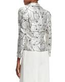 One-Button Floral Jacket, Off White