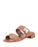Leather Turnlock Slide Sandal