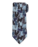 Silk Dog Camo-Print Tie, Blue Multi