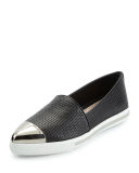 Embossed Leather Cap-Toe Loafer