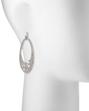 Athenee 18k White Gold & Diamond Oval Scroll Earrings