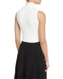 Mira Ribbed Knit Sleeveless Turtleneck Sweater