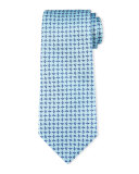Geometric Box-Print Silk Tie, Aqua