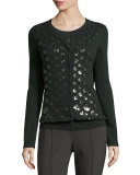 Eve Sequined-Dot Cardigan, Fir