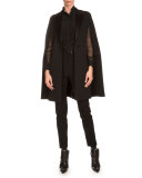 One-Button Tuxedo Cape, Black