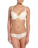 Vibration Guipure Lace Push-Up Bra, Or Nacre