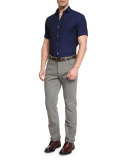 Solid Short-Sleeve Sport Shirt, Navy