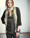 Bennett Embroidered 3/4-Sleeve Blouse, Black, Plus Size