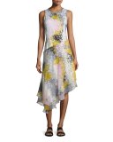 Klarra Asymmetric Splatter-Print Silk Dress