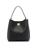 Milla Large Leather Hobo Bag, Black 