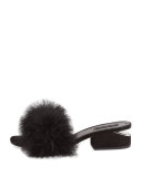 Lou Marabou Feather Sandal, Black
