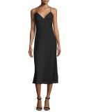 Sleeveless V-Neck Midi Dress, Black