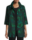 Night Blooms Jacquard Party Jacket, Emerald/Black