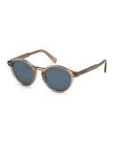 Round Acetate Sunglasses with Chevron Core, Champagne