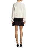 Suede Colorblock Skirt, Chocolate