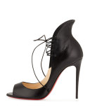 Mega Vamp Lace-Up Red Sole Pump, Black