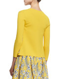 3/4-Sleeve Ruched Cardigan, Marigold