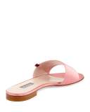 Costa Brava Flat Satin Slide Sandal, Blush