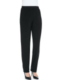 Stretch-Knit Slim Pants, Black, Petite