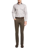 Bedford Five-Pocket Stretch-Cotton Pants, Olive
