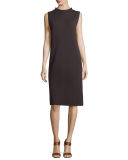 Sleeveless Funnel-Neck Sheath Dress, Plus Size