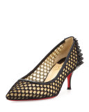 Guni Mesh Spike 55mm Red Sole Pump, Black
