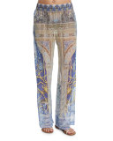 Printed Wide-Leg Coverup Pants