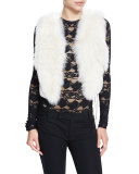 Cora Shearling Fur-Patch Vest, Ivory