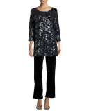Animal Sequined Tunic, Black  
