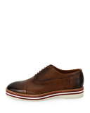 Moby Cap-Toe Textured Leather Platform Oxford, Brown