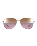 Universal Fit Lovitt Aviator Sunglasses, Gold/Lilac