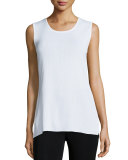 Round Sleeveless Tank, White 