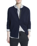 Monili-Placket Cashmere Cardigan, Navy