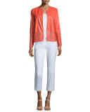 Aisha Leather Jacket with Illusion Trim