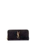 Monogram Crocodile-Embossed Zip-Around Wallet