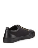 Leather/Canvas Low-Top Sneaker, Black