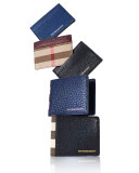 Sandon House Check & Leather Card Case, Black