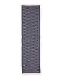 Reversible Wool Stencil Scarf, Sand/Blue