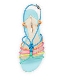 Copacabana Strappy Flat Sandal, Blue/Multi