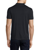 Johnny-Collar Contrast-Tipped Polo Shirt