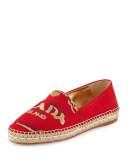 Logo-Embroidered Espadrille Flat