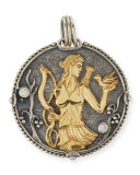 Sagittarius Carved Zodiac Pendant with Diamond