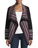 Dagna Striped Wool Open-Front Cardigan