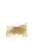 Angular Crocodile Clutch Bag, Soft Gold Mirror