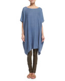 Shells Half-Sleeve Cashmere Tunic Top, Dusty Blue