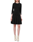 Car Wash 3/4-Sleeve Dress, Black